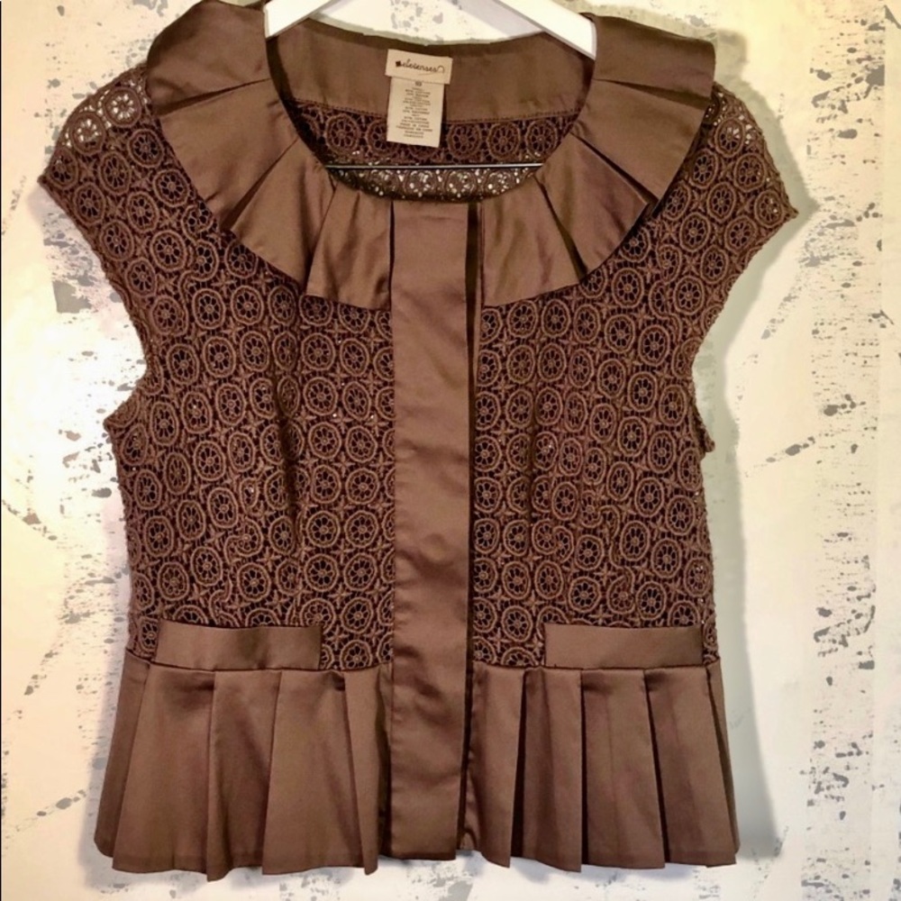 Anthropologie Elevenses Lace Peplum Top Jacket 10